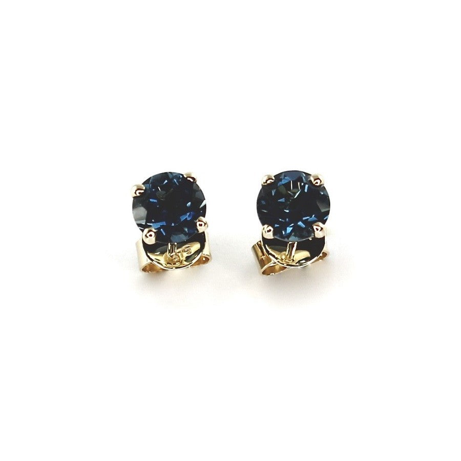 London Blue Topaz 9ct solid yellow gold round stud earrings