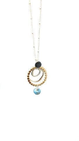 ISRAELI MADE SILVER,GOLD FILLED APATITE DROP NECKLACE