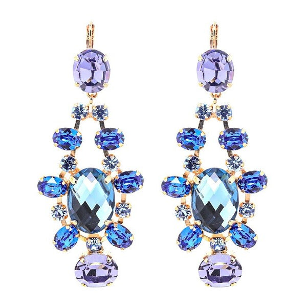MARIANA YG EARRINGS W/YELLOW PENDANT CRYSTAL & BLUE/CLR CRYSTALS main image 0