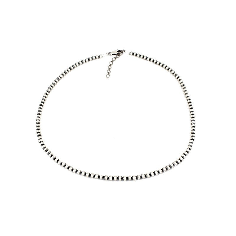 4MM SILVER OXIDISED BALL BEADED NECKLACE