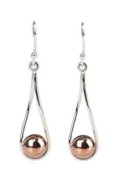 MEXICAN SILVER & COPPER HAND MADE BALL DROP EARRINGS
