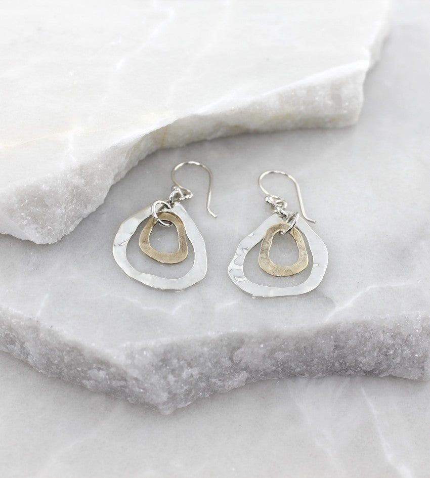 MEXICAN MADE SILVER & BRASS EARRINGS