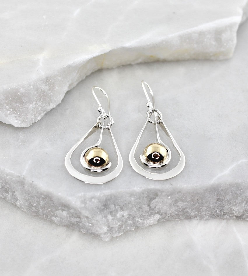MEXICAN SILVER & BRASS BALL DROP EARRINGS
