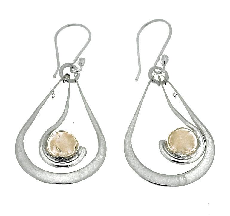 MEXICAN SILVER & BRASS BALL DROP EARRINGS