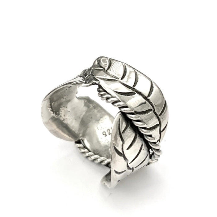 SILVER LEAVES & ROPE RING