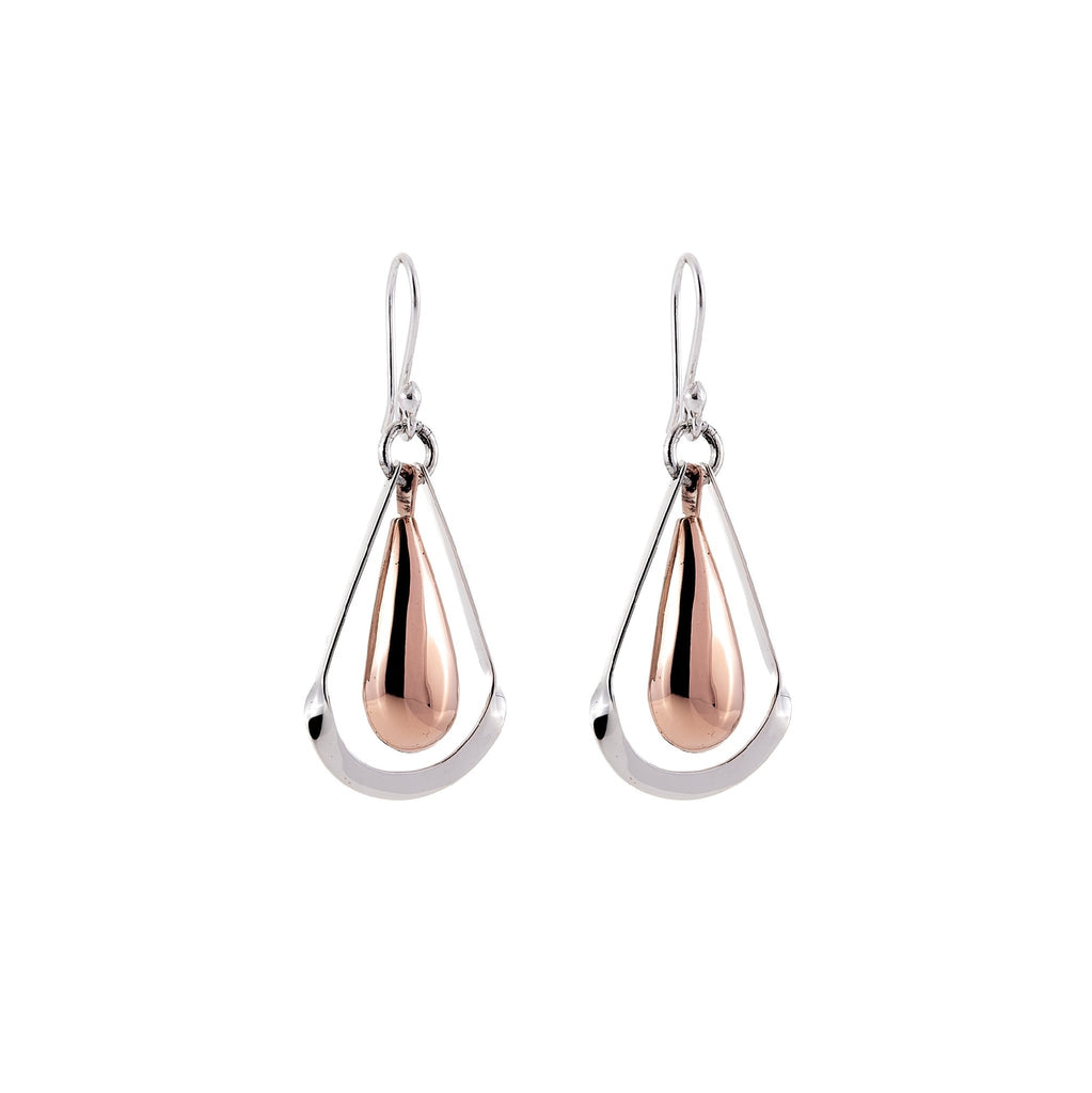 MEXICAN SILVER & COPPER HAND MADE DOUBLE DROP EARRINGS 