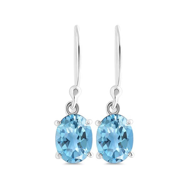 BLUE TOPAZ OVAL SILVER EARRINGS 