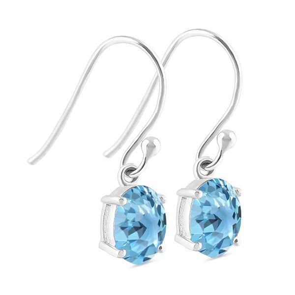 BLUE TOPAZ OVAL SILVER EARRINGS 