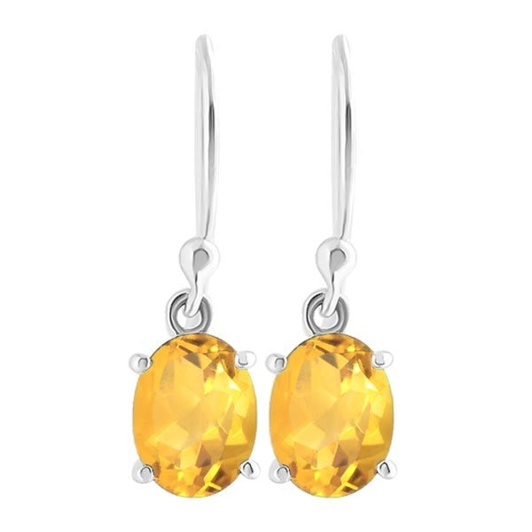 CITRINE OVAL SILVER EARRINGS 