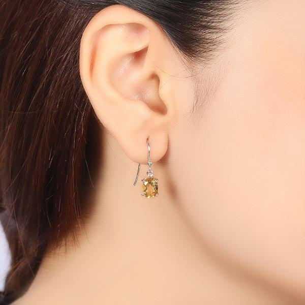 CITRINE OVAL SILVER EARRINGS 