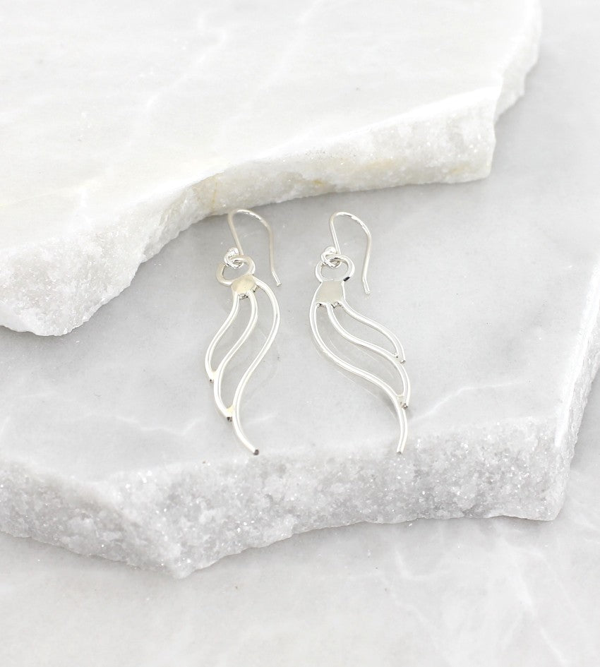 MEXICAN MADE SILVER SWIRL SHAPED EARRING DROPS 