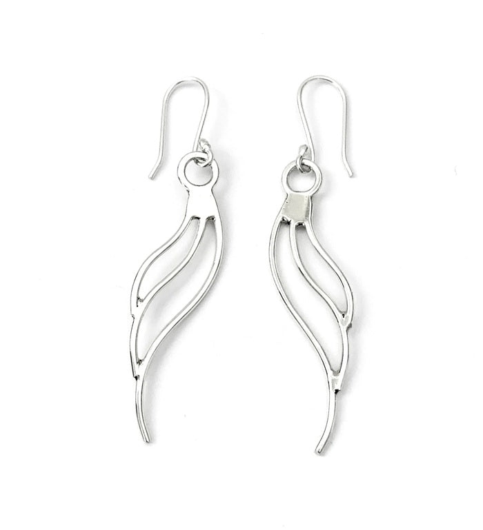 MEXICAN MADE SILVER SWIRL SHAPED EARRING DROPS 