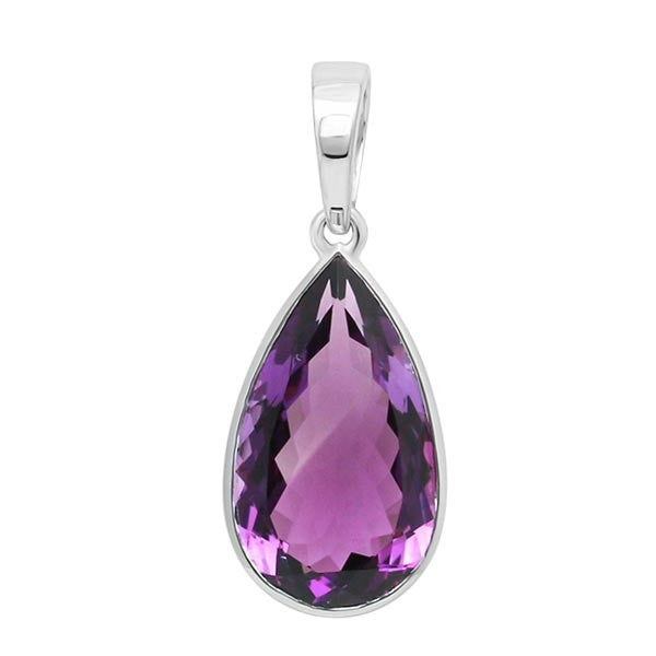 AMETHYST PEAR SILVER PENDANT