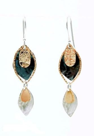 S/S,GOLD FILLED & BLK RHODIUM - ISRAELI  MADE EARRINGS 