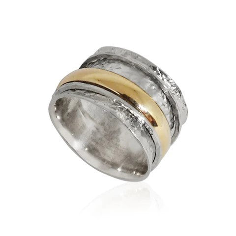 Israeli Made Rings ISRAELI MADE SILVER & 9k GOLD SPINNER RING | Master Jewellers