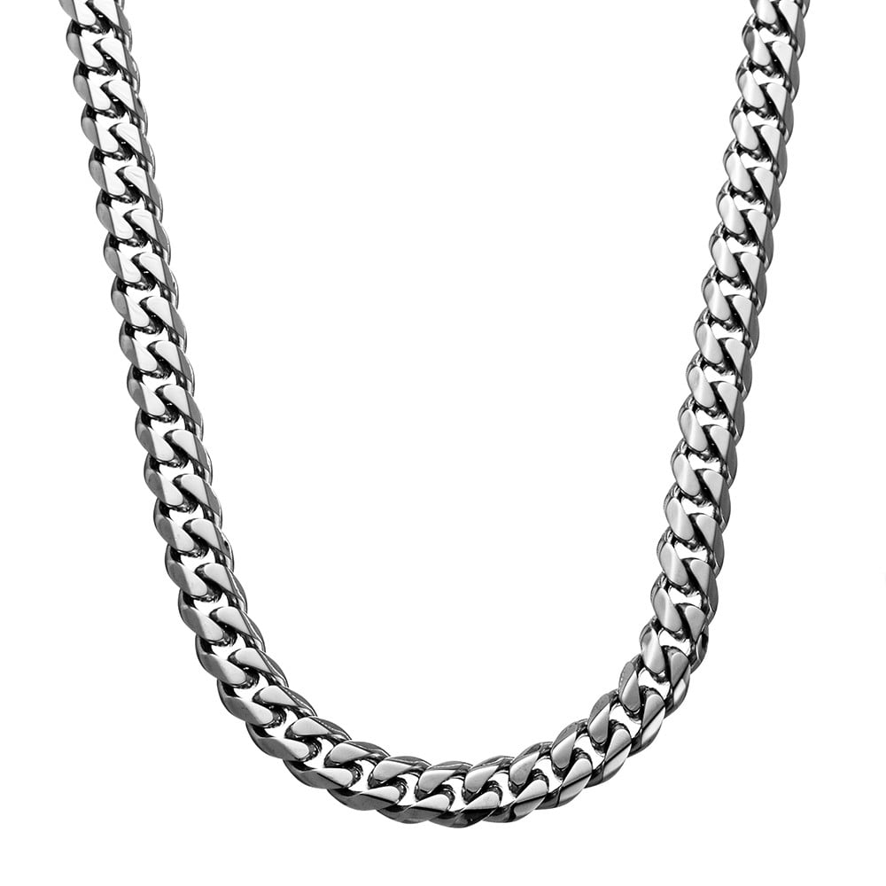 BLAZE STAINLESS STEEL BEVELED EDGE CURB NECKLACE