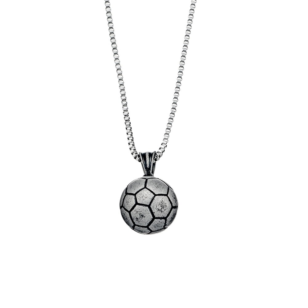BLAZE STAINLESS STEEL GREY SOCCER BALL NECKLACE