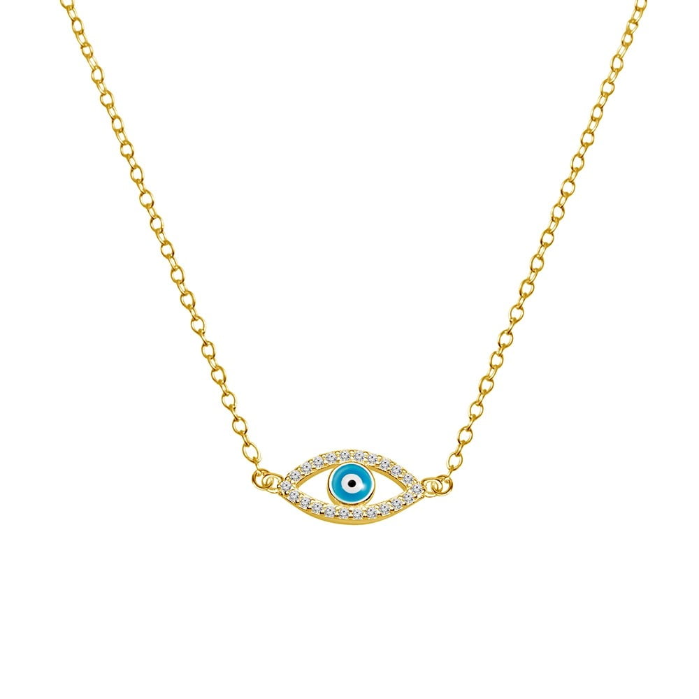 EVIL EYE SHAPE SILVER Y/G PLATED NECKLACE.
