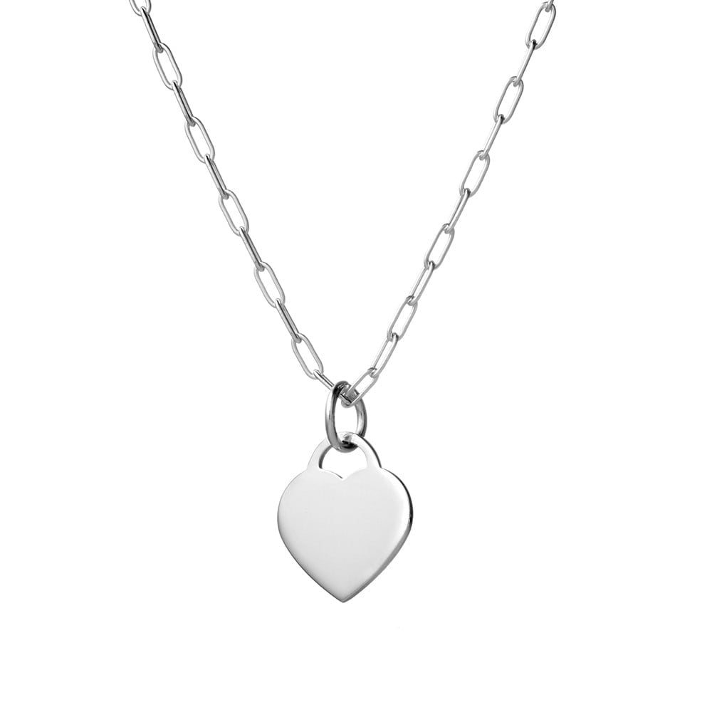 SILVER FLAT HEART NECKLACE