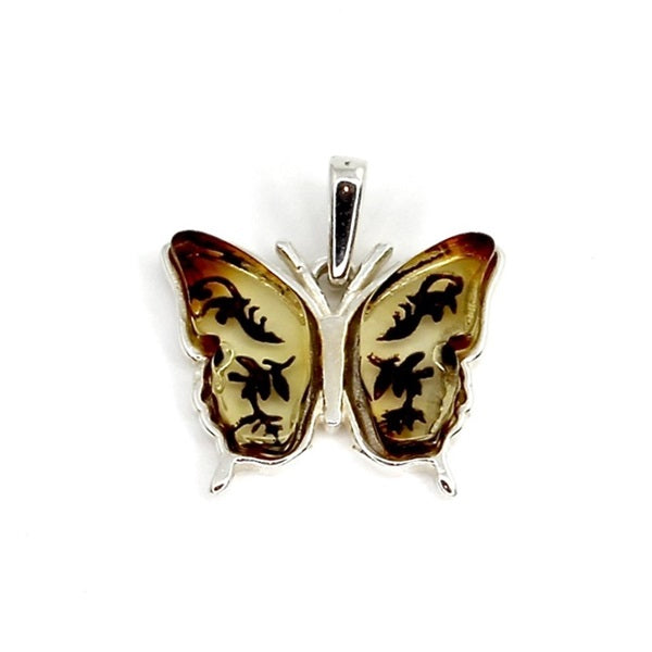 AMBER SILVER BUTTERFLY PENDANT 2