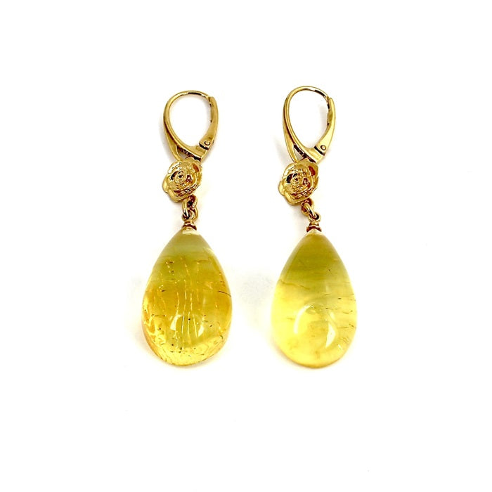 GOLDEN AMBER SILVER GOLD PLATED EARRING DROPS