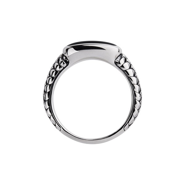 NAJO NAVIGATOR MENS SILVER BLACK ONYX RING