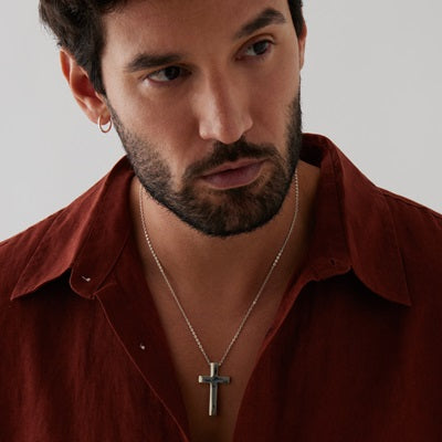 NAJO THE CROSS MENS SILVER NECKLACE