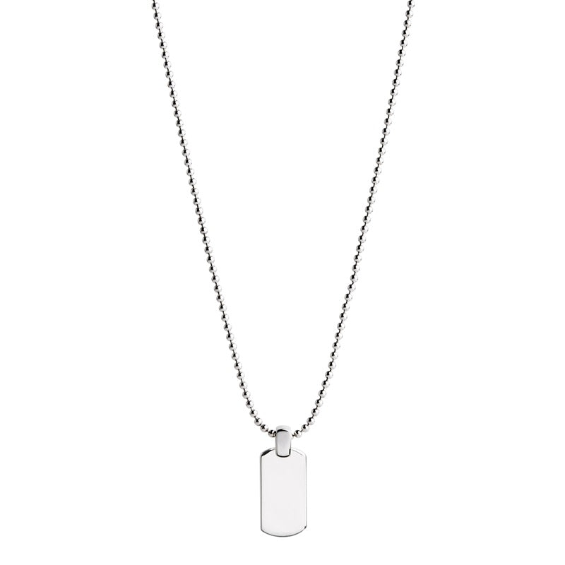 NAJO INSIGNIA MENS SILVER DOG TAG NECKLACE