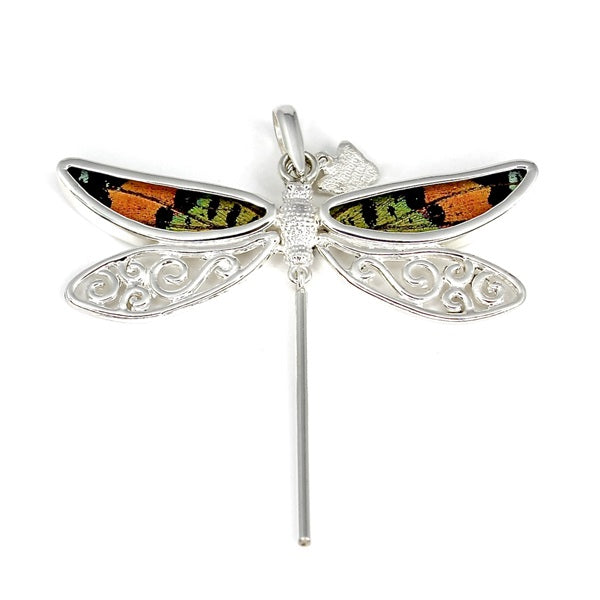 DRAGONFLY URANIA RIPHEUS SMALL SILVER PENDANT