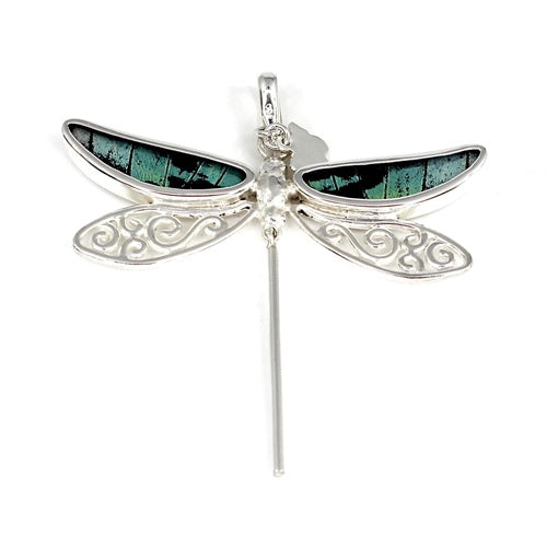 BUTTERFLY WING RIPHEUS & RIPHEUS SMALL DRAGONFLY SILVER PENDANT