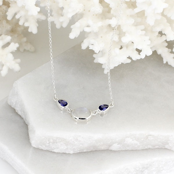 MOONSTONE & TANZANITE SILVER NECKLACE