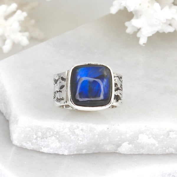 LABRADORITE SILVER MENS RING