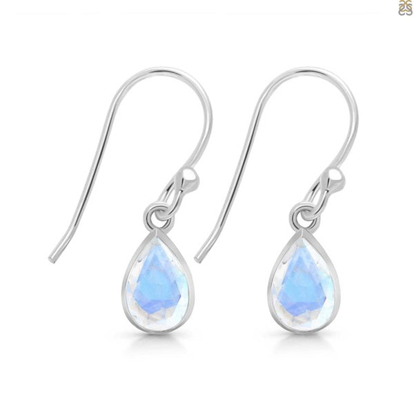 MOONSTONE TEAR DROP SILVER EARRINGS