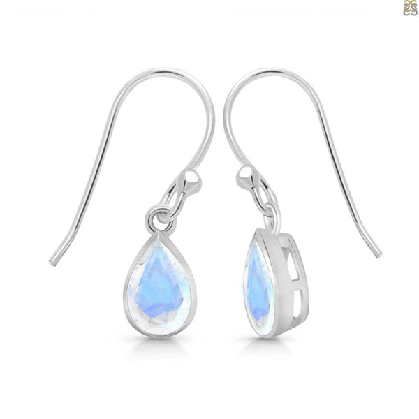 MOONSTONE TEAR DROP SILVER EARRINGS