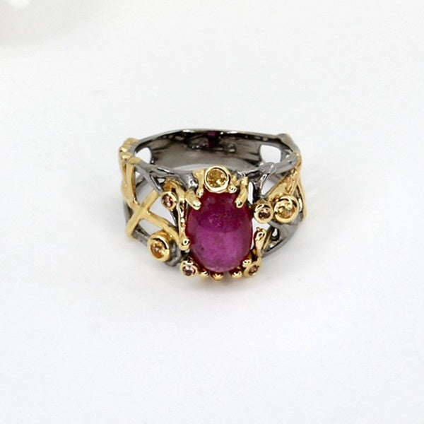 RUBY, PINK & YELLOW SAPPHIRE SILVER RING