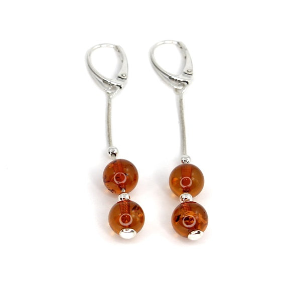 AMBER DOUBLE BALL DROP EARRINGS 3.5g