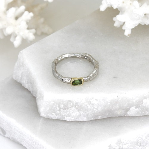 GREEN TOURMALINE SILVER RING