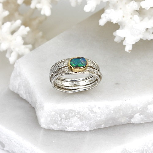 OPAL MULTI-BAND DESIGNED SILVER RING