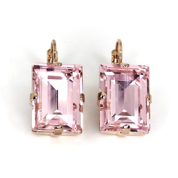 MARIANA MY TREASURES PINK EMERALD CUT CRYSTAL EARRINGS