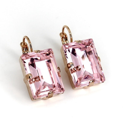 MARIANA MY TREASURES PINK EMERALD CUT CRYSTAL EARRINGS