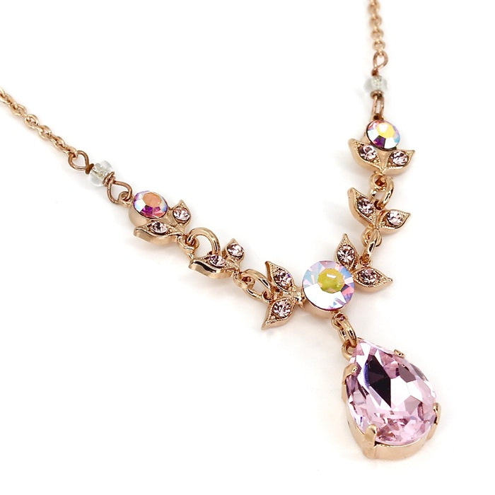 MARIANA PENELOPE'S BLUSH CRYSTAL TEAR DROP NECHKLACE
