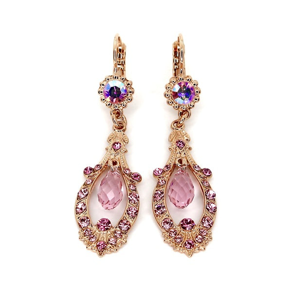 MARIANA PENELOPE'S BLUSH CRYSTAL LONG DROP EARRINGS