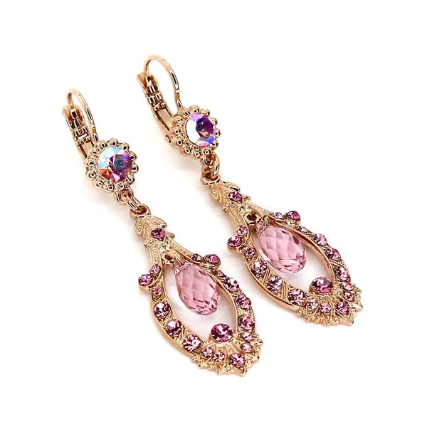 MARIANA PENELOPE'S BLUSH CRYSTAL LONG DROP EARRINGS