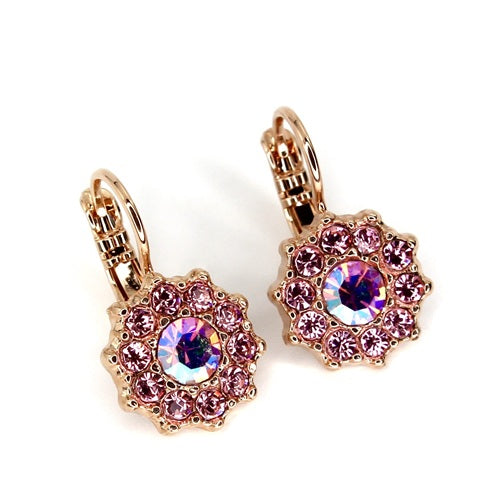 MARIANA PENELOPE'S BLUSH FLOWER CRYSTAL EARRINGS.