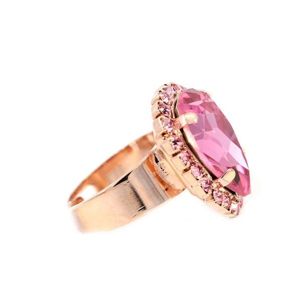 MARIANA PENELOPE'S BLUSH PINK TEAR SHAPED CRYSTAL RING