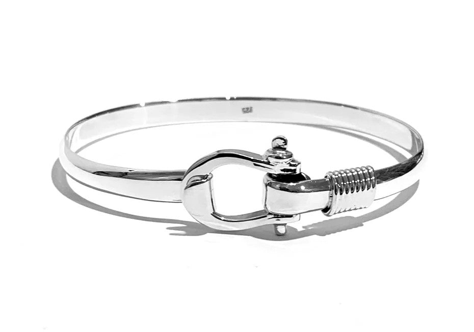 MEXICAN MADE SILVER HORSE SHOE & ROPE BANGLE