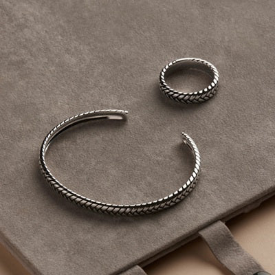 NAJO TESSERA MENS SILVER CUFF