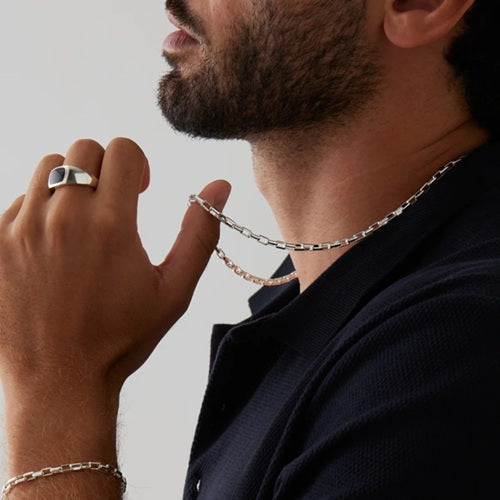 NAJO VENETO MENS SILVER CHAIN NECKLACE