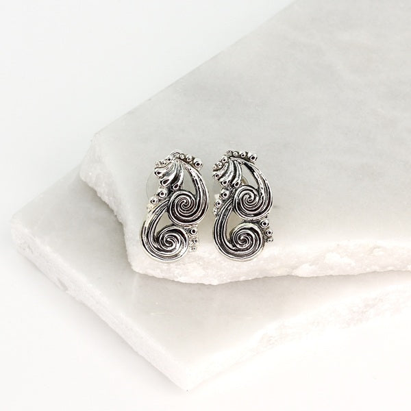 MEXICAN SILVER B/MARGOT SWIRL DROP EARRINGS
