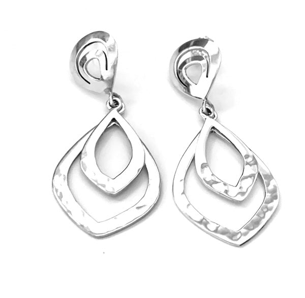 MEXICAN SILVER OUTLINED TEAR DROP STUD EARRINGS